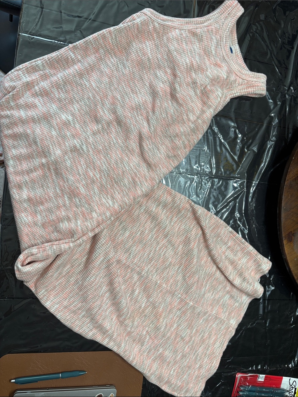 Old Navy Sleeveless Ribbed Maxi Dress - Pink and White